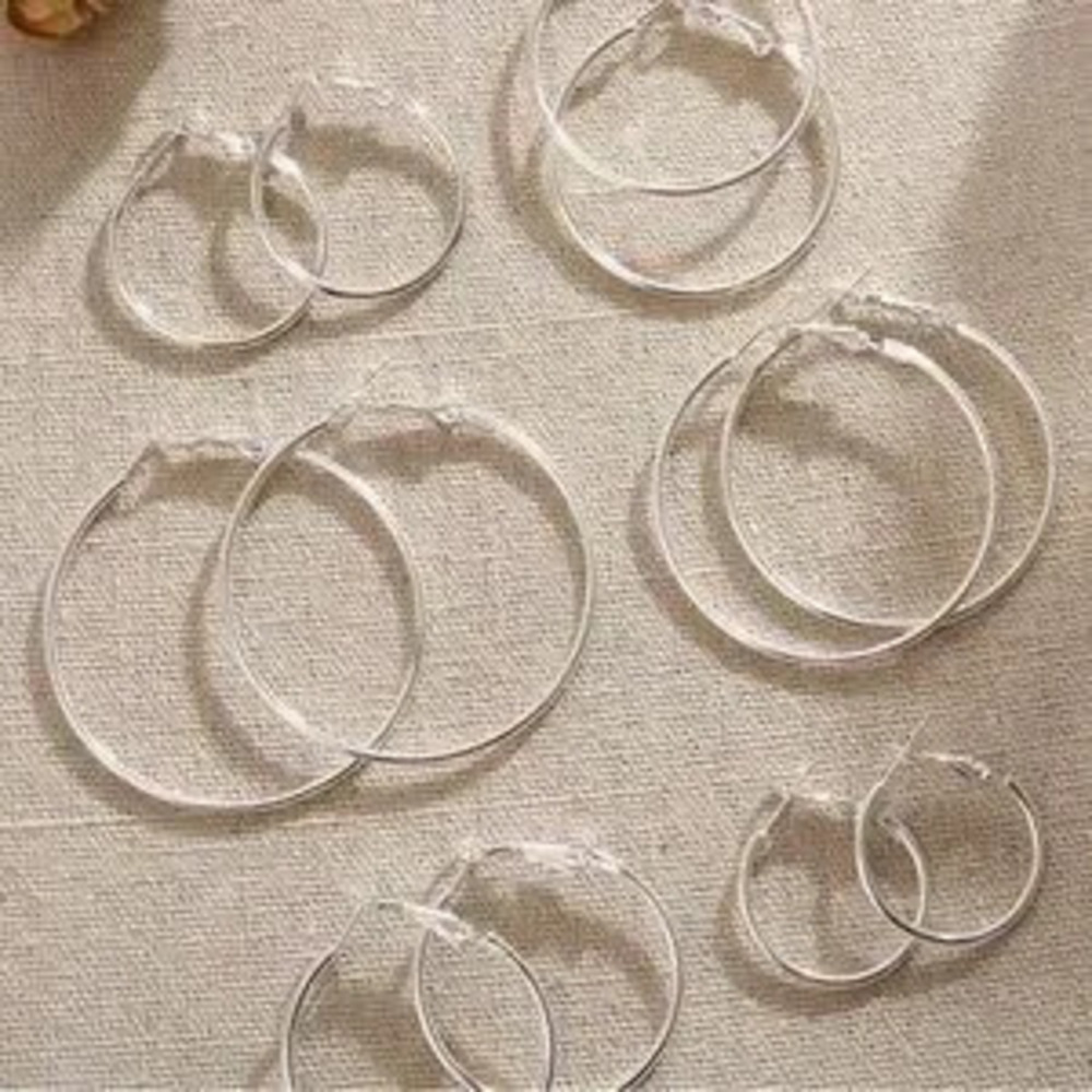 Silver Hoop 6 set Earrings